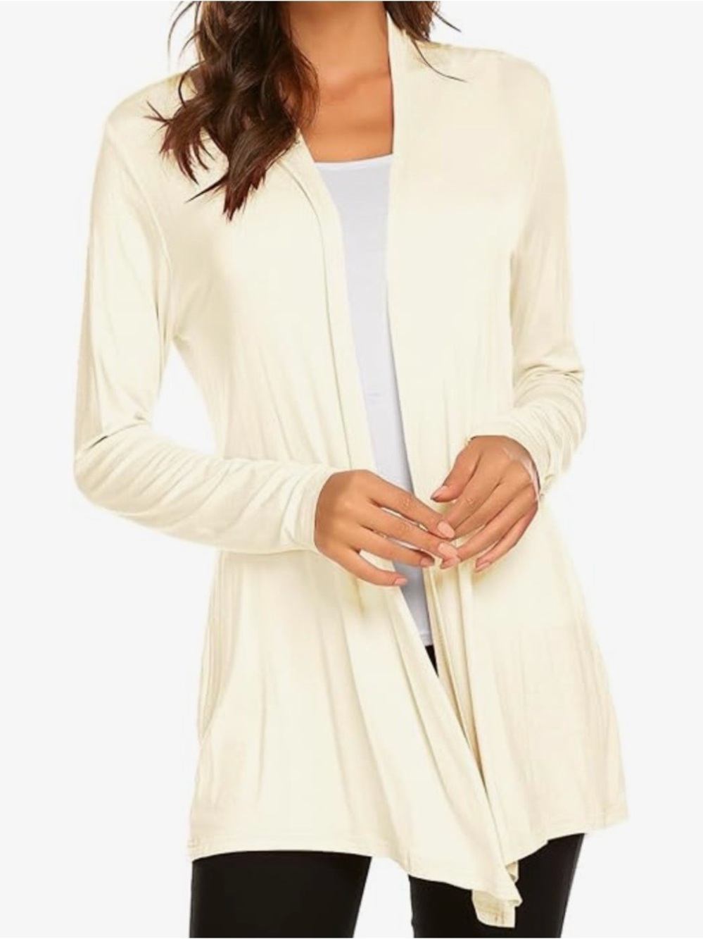 NWT Newchoice Pale Yellow Open Front Cardigan Soft Viscose Spandex Drape Wrap M